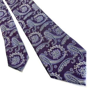 Joseph Abboud Purple Silk Tie Woven Skinny Paisley Floral‎